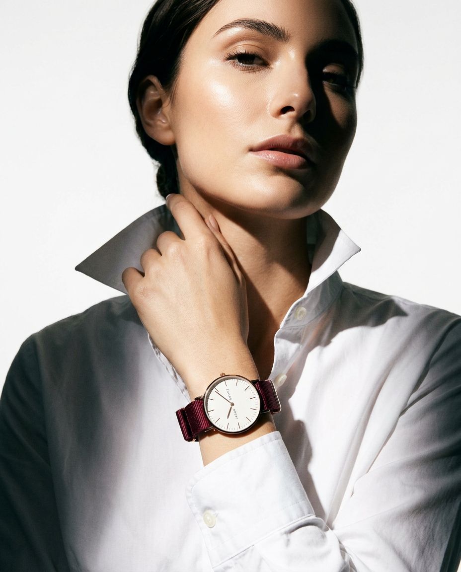 Crimson strap on the wrist
